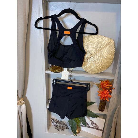NWT $99 Fabletics XS Black Sporty Racerback High-Waisted Swim Tank Shorts Set - Picture 5 of 12